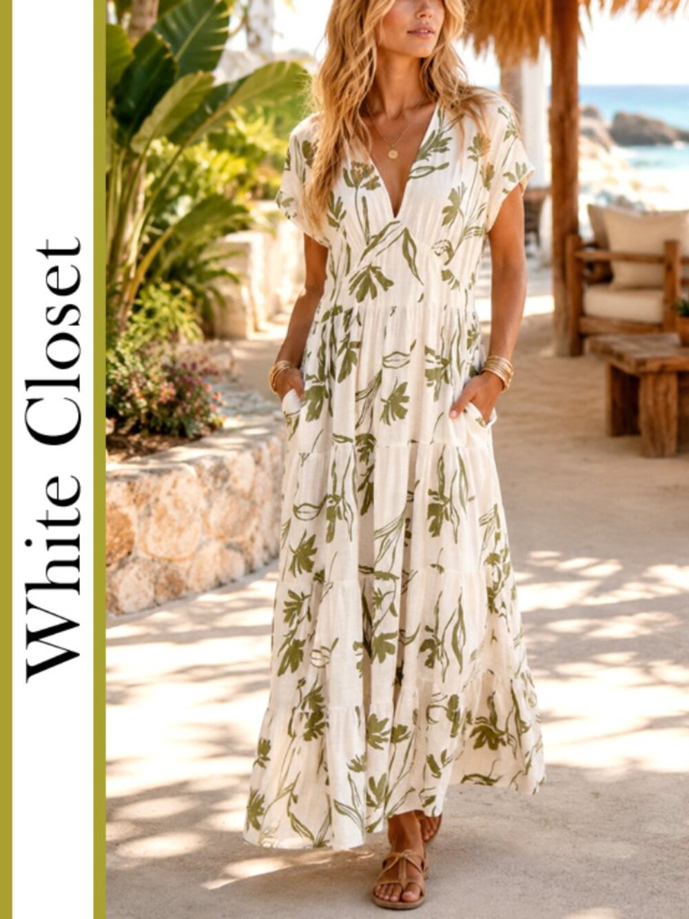 White Closet | Botanical Floral Tiered Maxi Dress